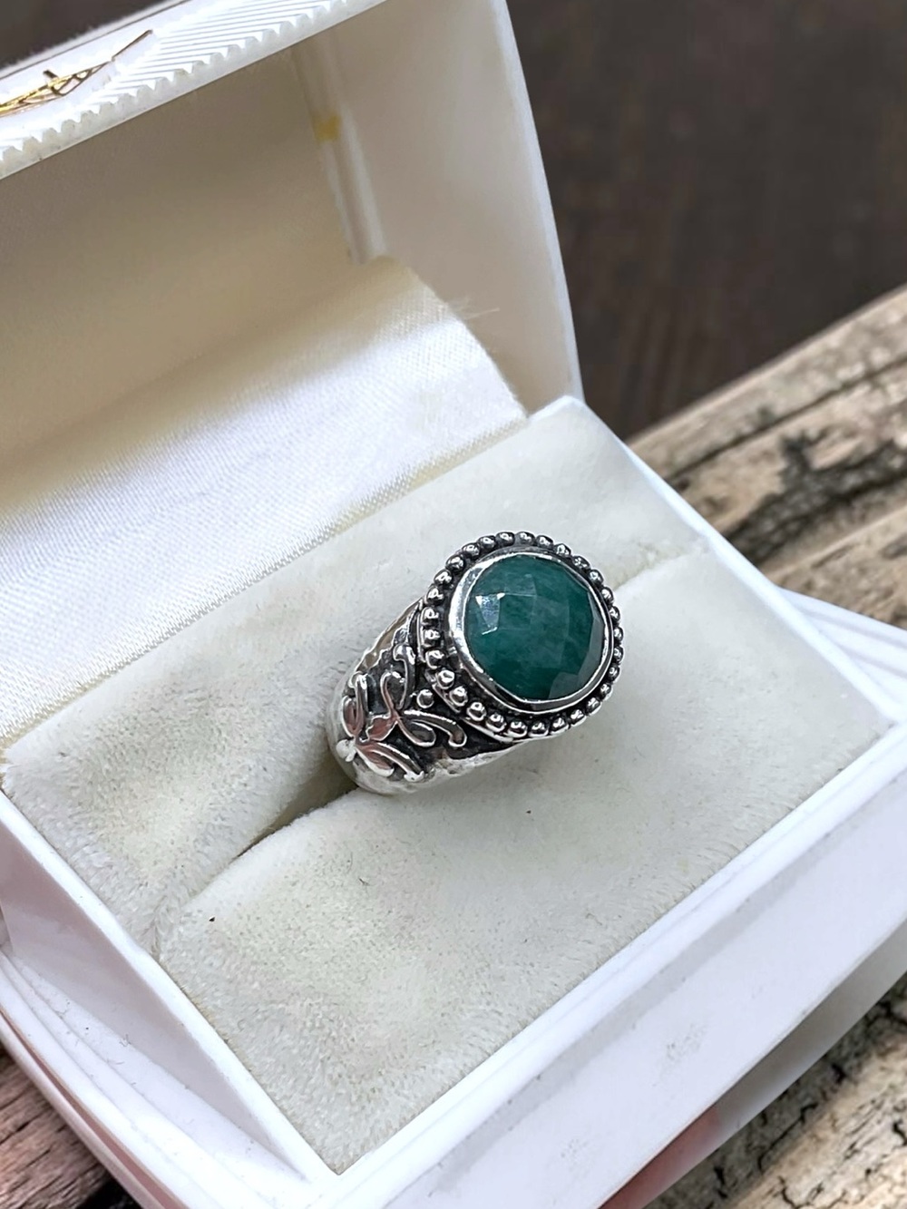 🌺 Signed Samuel B. Sterling  & Genuine Emerald Ring